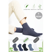 Erkek Bambu Patik Düz Desen (5 Çift) Dikişsiz Çorap - 1