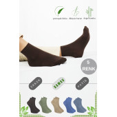 Erkek Bambu Patik Düz Desen (5 Çift) Dikişsiz Çorap - 1