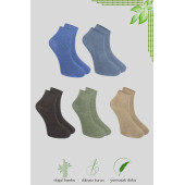 Erkek Bambu Patik Düz Desen (5 Çift) Dikişsiz Çorap - 7