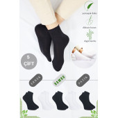 Erkek Bambu Patik Düz Desen (5 Çift) Dikişsiz Çorap - 1