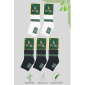 Erkek Bambu Patik Düz Desen (5 Çift) Dikişsiz Çorap - 6