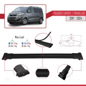 Peugeot Expert - Traveller 2017 ve Sonrası ile uyumlu FLY Model Ara Atkı Tavan Barı SİYAH 4 ADET BAR - 2