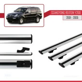 Ssangyong Rexton Y200 2001-2005 Arası ile uyumlu Basic Model Ara Atkı Tavan Barı GRİ 3 ADET thumbnail 3