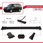 Ssangyong Rexton Y200 2001-2005 Arası ile uyumlu FLY Model Ara Atkı Tavan Barı SİYAH 3 ADET BAR thumbnail 4