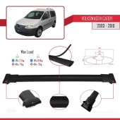 Volkswagen Caddy 2003-2010 Arası ile uyumlu FLY Model Ara Atkı Tavan Barı SİYAH 4 ADET BAR thumbnail 3