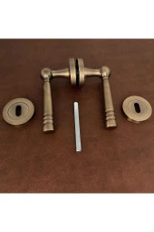 Osmanlı Mat Antik Sarı Yuvarlak Rozetli Oda Kapı Kolu 1 Takım thumbnail 1