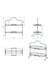 2 Katlı Beyaz Gümüş Zemin Mermer Desenli Melamin 13x32cm Metal Sunum Standı – İkram ve Servis İçin Model 1 Siyah - 8