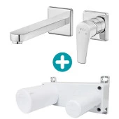 ECA Niobe Ankastre Lavabo Bataryası Sıva Üstü Ve Sıva Altı Grubu Çift Rozet thumbnail 1