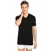 6'lı Tutku 0107 Ribana V Yaka Erkek Beyaz Siyah Gri Fanila - 2