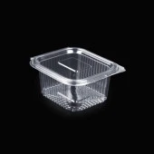 Kullan At Plastik Kilitli Şeffaf Düz Kapaklı Gıda Saklama Kabı Sızdırmaz Kap - 375 cc - 1000 Adet thumbnail 2