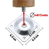 Ahşap Sehpa Masa Puf Tabure Tv Ünitesi Ayağı Ayakları M8 Civatalı 25 cm + Bağlantı Aparatlı 4'lü Set - 4