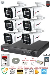 FURY 6 Kameralı Full Hd Gece Renkli - Su Geçirmez Ultra Led Güvenlik Kamerası Seti 320GB thumbnail 2