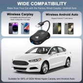Araç İçi Android ve Apple Cihazlar İçin Kablosuz Car Play Adaptörü Wireless Carplay Çevirici - 3