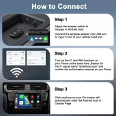 Araç İçi Android ve Apple Cihazlar İçin Kablosuz Car Play Adaptörü Wireless Carplay Çevirici - 5