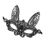 Siyah Renk Dantel Kesim Dantel İşlemeli Balo Parti Maskesi 7 No - 1