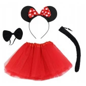 Minnie Mouse Kostüm Seti Etek Taç Kuyruk Papyon Gösteri Seti - 1