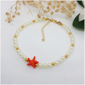 Kırmızı Deniz Yıldızı & Akrilik İnci Kadın Halhal thumbnail 2