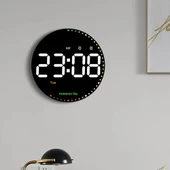DailyTech Yuvarlak Kumandalı Dijital 10 İnç Duvar Saati Parlaklık Çalar Saat Dekor İçin Masa Saat - - 12