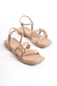 MİA026-1501 Günlük Kadın Nut Beji Tatil Sandaleti thumbnail 3