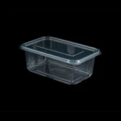 Kullan At Plastik Kilitli Şeffaf Düz Kapaklı Gıda Saklama Kabı Sızdırmaz Kap - 1000 cc - 600 Adet thumbnail 1