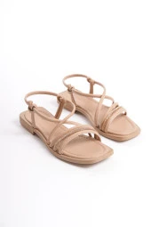 MİA026-1509 Günlük Kadın Nut Beji Tatil Sandaleti thumbnail 4