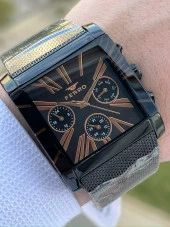 Ferro Siyah Hasır Kordon İç Fonksiyonları Aktif Takvimli 30 Mt Su Geçirmez Erkek Kol Saat ETM21292 thumbnail 1