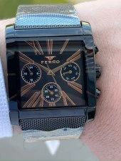 Ferro Siyah Hasır Kordon İç Fonksiyonları Aktif Takvimli 30 Mt Su Geçirmez Erkek Kol Saat ETM21292 thumbnail 3