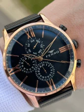 Ferro Siyah Hasır Kordon İç Fonksiyonları Aktif Takvimli 30 Mt Su Geçirmez Erkek Kol Saat ETM9C60 thumbnail 1