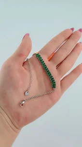 Kadın Yeşil Zirkon Taşlı Çelik Bileklik thumbnail 3