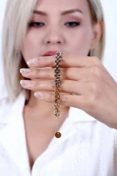 Kadın Altın Kaplama Rolex Model Çelik Bileklik thumbnail 1