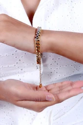 Kadın Altın Kaplama Rolex Model Çelik Bileklik thumbnail 4