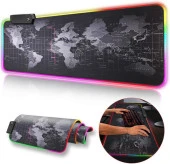 80x30 cm Büyük Boy XXL Dünya Haritalı Mousepad Rgb Led Işıklı Gaming Gamer Oyuncu Mouse Pad - 1