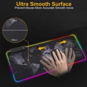 80x30 cm Büyük Boy XXL Dünya Haritalı Mousepad Rgb Led Işıklı Gaming Gamer Oyuncu Mouse Pad - 4