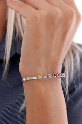 Kadın Çoklu Renkli Çelik Bileklik Gümüş Renk thumbnail 2