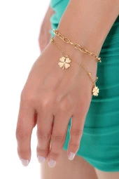 Yonca  Çelik Bileklik Altın Kaplama thumbnail 2