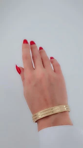 Kadın Simli Şerit Model Çelik Kelepçe Bileklik thumbnail 3