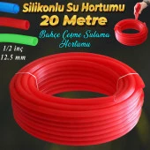 Bahçe Çeşme Su Hortumu İç Çap 1/2 Naturel Silikonlu Sulama Araç Yıkama Hortum 20 Metre - 1
