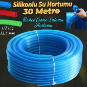 Bahçe Çeşme Su Hortumu İç Çap 1/2 Naturel Silikonlu Sulama Araç Yıkama Hortum 30 Metre thumbnail 1