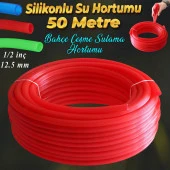 Bahçe Çeşme Su Hortumu İç Çap 1/2 Naturel Silikonlu Sulama Araç Yıkama Hortum 50 Metre - 1