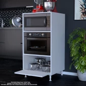 Modilayn SİLVA 59,6 x 119,2 x 56 cm Tek Kapaklı Ankastre Fırın ve Mutfak Dolabı - 1