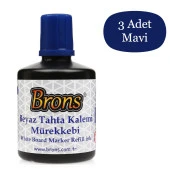 Brons Beyaz Tahta Kalemi Mürekkebi 100 cc (3 Adet) Mavi - 2