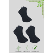 Erkek Bambu Patik Düz Desen Dikişsiz Çorap 3 Çift - 4