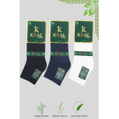 Erkek Bambu Patik Düz Desen Dikişsiz Çorap 3 Çift - 7