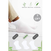 Erkek Bambu Patik Düz Desen Dikişsiz Çorap 3 Çift - 1