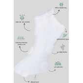 Erkek Bambu Patik Düz Desen Dikişsiz Çorap 3 Çift - 2