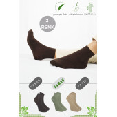 Erkek Bambu Patik Düz Desen Dikişsiz Çorap 3 Çift - 1