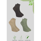 Erkek Bambu Patik Düz Desen Dikişsiz Çorap 3 Çift - 6