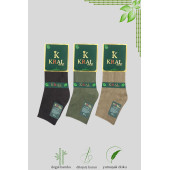 Erkek Bambu Patik Düz Desen Dikişsiz Çorap 3 Çift - 7