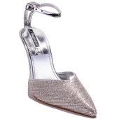 Dagoster DZA07-1240870C Gümüş Ayna Taşlı Abiye Topuklu Kadın Ayakkabı - 1