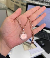 SilverPoint Rose Lale Figürlü Taşlı Plaka Kolye - 1